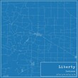 Blueprint US city map of Liberty, Indiana.
