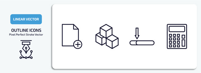 Poster - education outline icons set. education thin line icons pack included new document, creche, window scrolling medium, small calculator vector.