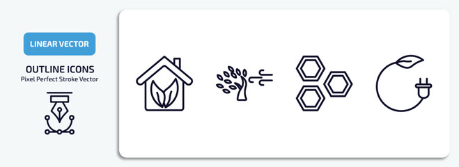 Poster - ecology outline icons set. ecology thin line icons pack included eco house, wind bending tree, eco cell, bio energy vector.