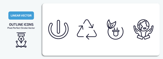 Poster - ecology outline icons set. ecology thin line icons pack included green power, recycle, green energy, save the earth vector.