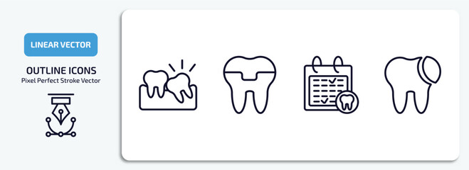 Wall Mural - dentist outline icons set. dentist thin line icons pack included wisdom tooth, molar crown, dental appointment, tooth filling vector.