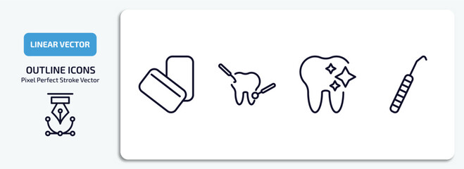 Poster - dentist outline icons set. dentist thin line icons pack included mint gum, dental care, tooth whitening, dental probe vector.