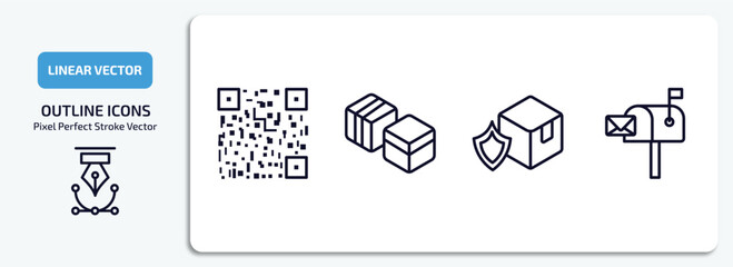 Poster - delivery and logistic outline icons set. delivery and logistic thin line icons pack included bar cod