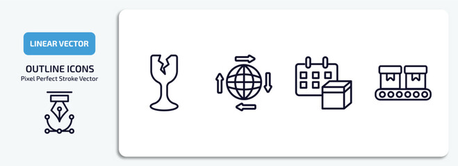 Poster - delivery and logistic outline icons set. delivery and logistic thin line icons pack included fragile