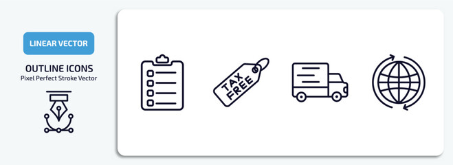 Poster - delivery and logistic outline icons set. delivery and logistic thin line icons pack included clipboa