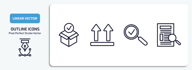 Poster - delivery and logistic outline icons set. delivery and logistic thin line icons pack included package