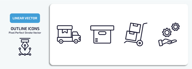 Poster - delivery and logistic outline icons set. delivery and logistic thin line icons pack included cargo, delivery containers, freight, support vector.