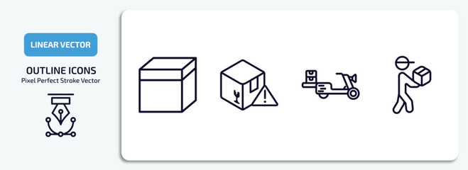 Poster - delivery and logistic outline icons set. delivery and logistic thin line icons pack included package