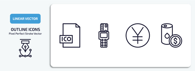 Poster - cryptocurrency outline icons set. cryptocurrency thin line icons pack included ico, point of service