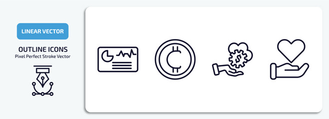 Poster - cryptocurrency outline icons set. cryptocurrency thin line icons pack included crypto hash rate, cryptocurrency, fintech industry, donation vector.