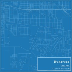  Blueprint US city map of Munster, Indiana.