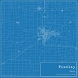 Blueprint US city map of Findlay, Ohio.