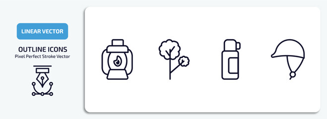 Poster - camping outline icons set. camping thin line icons pack included lamp, tree, thermo, jockey vector.