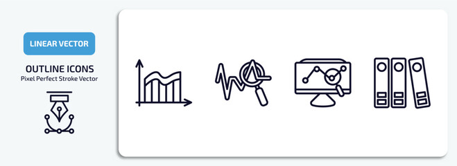 Poster - business and finance outline icons set. business and finance thin line icons pack included data wave, sine waves analysis, stock market, binder vector.