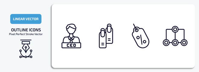Poster - business outline icons set. business thin line icons pack included chief executive officer, nails, sale tag, item connections vector.