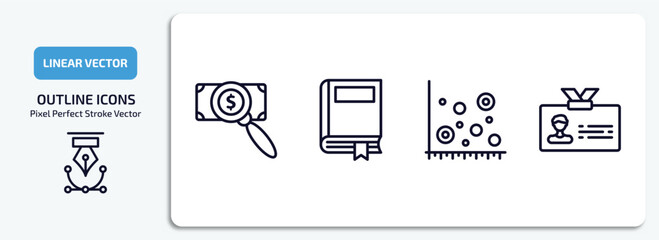 Poster - business outline icons set. business thin line icons pack included dollar business search, story, sc