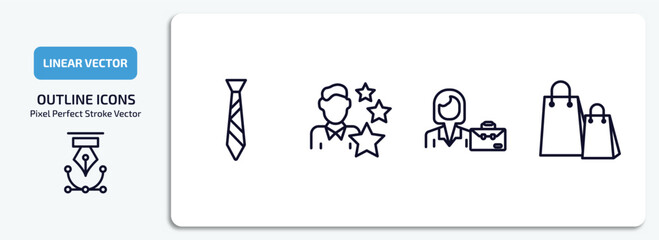 Poster - business outline icons set. business thin line icons pack included black tie, expert, businesswomen,