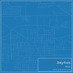  Blueprint US city map of Dayton, Ohio.