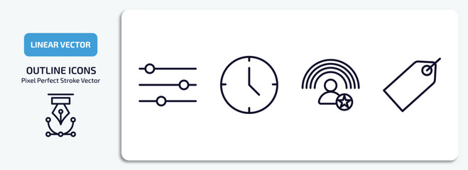 Poster - blogger and influencer outline icons set. blogger and influencer thin line icons pack included filter, clock, influencer, label vector.