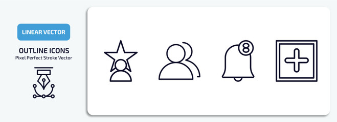 Poster - blogger and influencer outline icons set. blogger and influencer thin line icons pack included fame, visitor, notification, post vector.