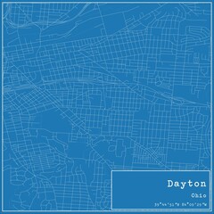  Blueprint US city map of Dayton, Ohio.