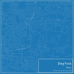  Blueprint US city map of Dayton, Ohio.