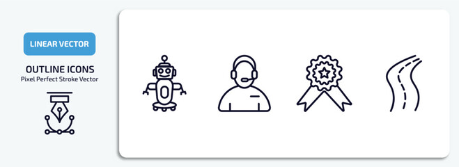 Poster - artificial intellegence outline icons set. artificial intellegence thin line icons pack included robot assistant, assistant, recognition, road vector.
