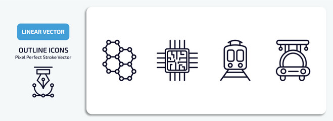 Poster - artificial intellegence outline icons set. artificial intellegence thin line icons pack included graphene, chip, train, high speed tube vector.