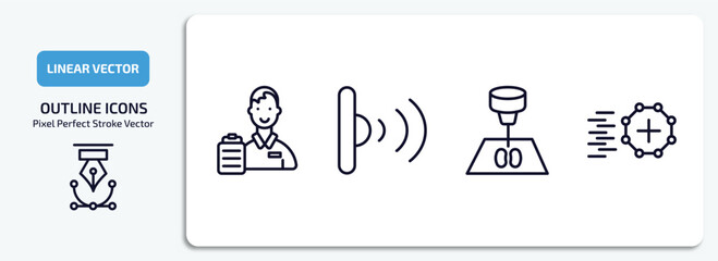 Poster - artificial intellegence outline icons set. artificial intellegence thin line icons pack included shop assistant, infrared, organ printing, match moving vector.