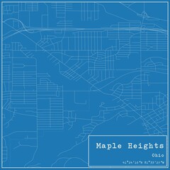  Blueprint US city map of Maple Heights, Ohio.