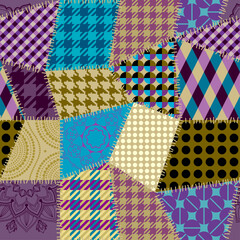 Fototapete - Textille patchwork pattern. Seamless Vector image.