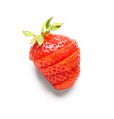 Slices of fresh strawberry on white background