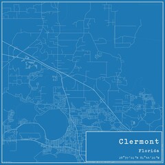 Wall Mural - Blueprint US city map of Clermont, Florida.