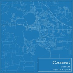 Canvas Print - Blueprint US city map of Clermont, Florida.