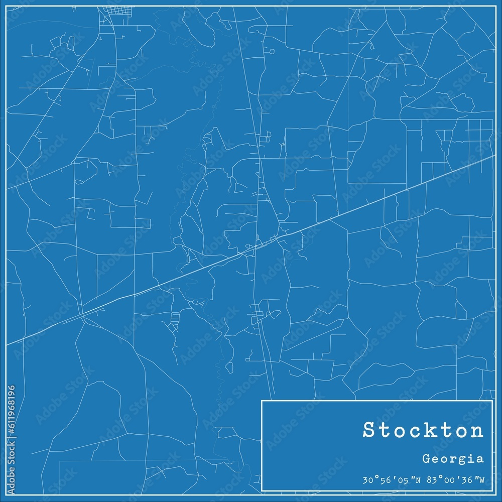 Blueprint US city map of Stockton, Georgia. Stock Illustration | Adobe ...