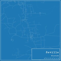  Blueprint US city map of Seville, Florida.