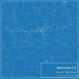 Fototapeta Londyn - Blueprint US city map of Barnwell, South Carolina.