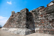 View to the walls of  Castle San Felipe de Barajas  on a sunny day, Cartagena, Colombia