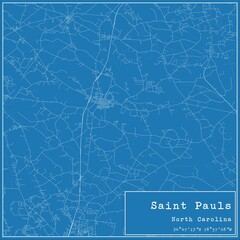 Canvas Print - Blueprint US city map of Saint Pauls, North Carolina.