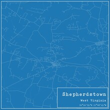 Blueprint US City Map Of Shepherdstown, West Virginia.