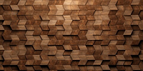close up of randomly shifted offset rhomboid wooden cubes or blocks herringbone surface background t