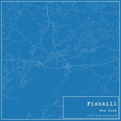 Canvas Print - Blueprint US city map of Fishkill, New York.