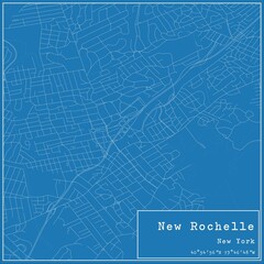 Wall Mural - Blueprint US city map of New Rochelle, New York.