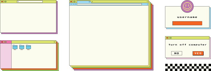Wall Mural - Set illustration of computer. illustration of a set of banners. Web browser window template. Mockup of web site screen. Template of browser for laptop in white simple, flat design.