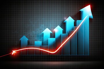 Poster - Financial stock market graph on digital screen, business investment concept