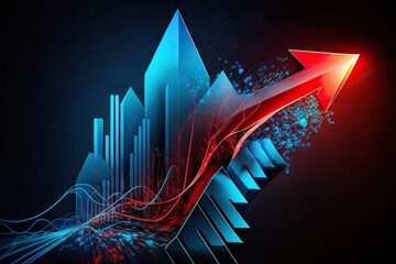 Poster - Arrow in digital technology style, business background