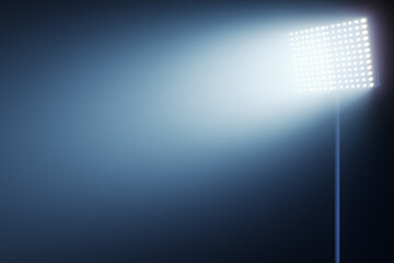 Aufkleber - Glowing stadium light on blue foggy background. 3D Rendering