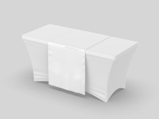 Wall Mural - trade show exhibition advertising table runner adjustable cloth banner or table cover. 3d render ill