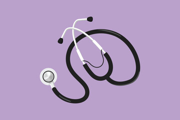 Wall Mural - Graphic flat design drawing of stylized stethoscope icon. Equipment for doctor examining patient heart beat condition. Medical health care service excellence concept. Cartoon style vector illustration