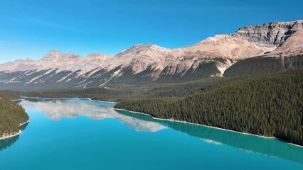 Wall Mural - lake peyto, banff national park, alberta, canada. a huge panorama of landscape during daylight hours